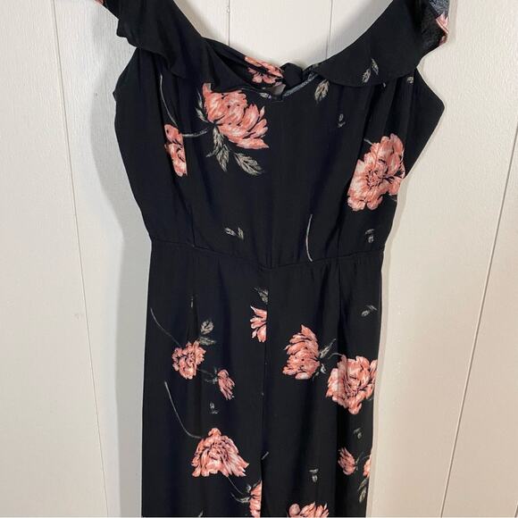 Amuse Society Sweet November Black Floral Print Tie Back Jumpsuit Size Small - Picture 6 of 12